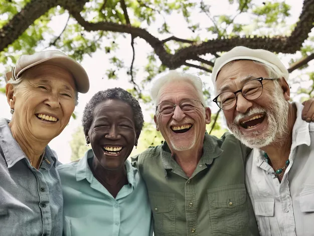 Group of elderly people smiling together